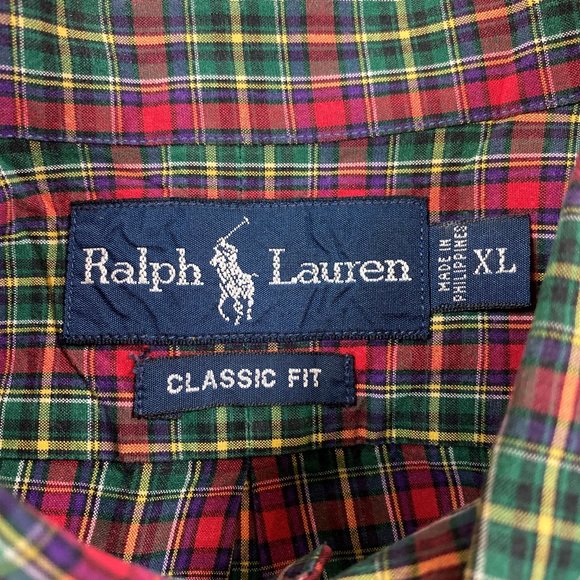Ralph Lauren Classic Red Green Tartan Plaid Shirt - Picture 2 of 5